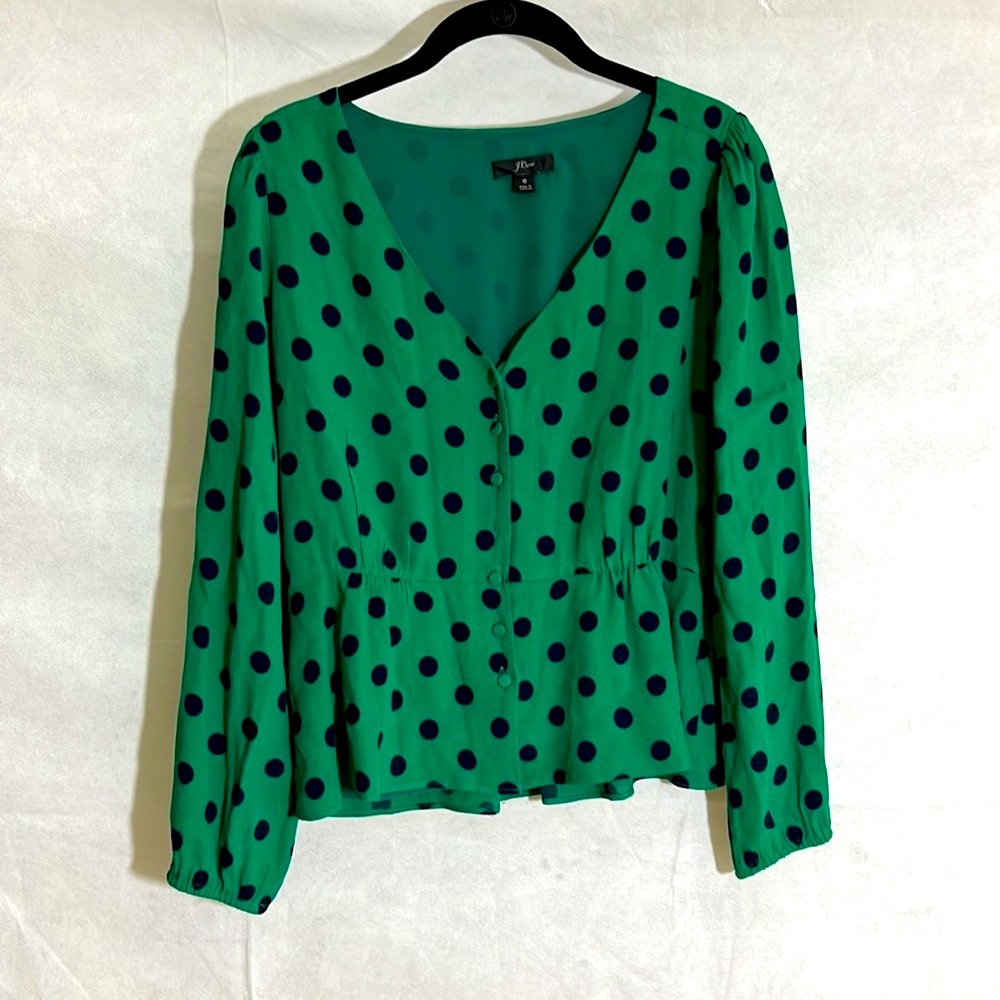 J Crew Green Peplum Top